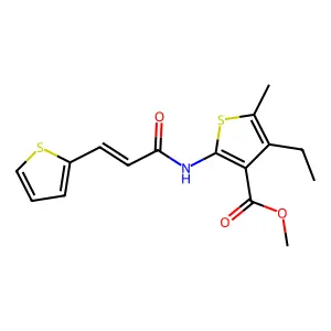 methyl 4-ethyl-5-methyl-2-[[(E)-3-thiophen-2-ylprop-2-enoyl]amino]thiophene-3-carboxylate structure