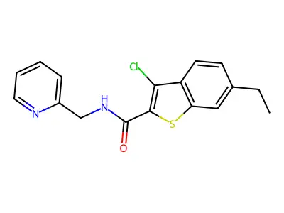 3-chloro-6-ethyl-N-(pyridin-2-ylmethyl)-1-benzothiophene-2-carboxamide structure