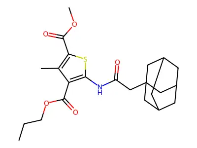 2-methyl 4-propyl 5-[(1-adamantylacetyl)amino]-3-methyl-2,4-thiophenedicarboxylate structure