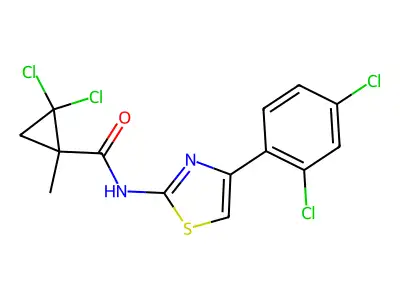2,2-dichloro-N-[4-(2,4-dichlorophenyl)-1,3-thiazol-2-yl]-1-methylcyclopropanecarboxamide structure