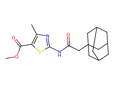 Methyl 2-[[2-(1-adamantyl)acetyl]amino]-4-methyl-1,3-thiazole-5-carboxylate structure