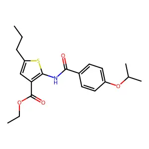 Ethyl 2-[(4-isopropoxybenzoyl)amino]-5-propylthiophene-3-carboxylate structure