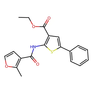 Ethyl 2-[(2-methyl-3-furoyl)amino]-5-phenyl-3-thiophenecarboxylate structure