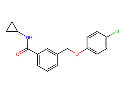 3-[(4-chlorophenoxy)methyl]-N-cyclopropylbenzamide structure