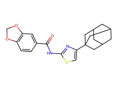 N-[4-(1-adamantyl)-1,3-thiazol-2-yl]-1,3-benzodioxole-5-carboxamide structure