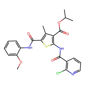 propan-2-yl 2-[(2-chloropyridine-3-carbonyl)amino]-5-[(2-methoxyphenyl)carbamoyl]-4-methylthiophene-3-carboxylate structure