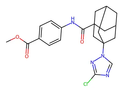 methyl 4-({[3-(3-chloro-1H-1,2,4-triazol-1-yl)-1-adamantyl]carbonyl}amino)benzoate structure