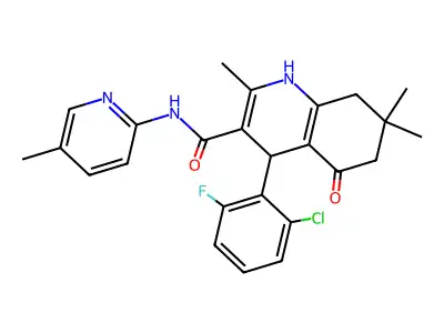4-(2-chloro-6-fluorophenyl)-2,7,7-trimethyl-N-(5-methylpyridin-2-yl)-5-oxo-1,4,5,6,7,8-hexahydroquinoline-3-carboxamide structure