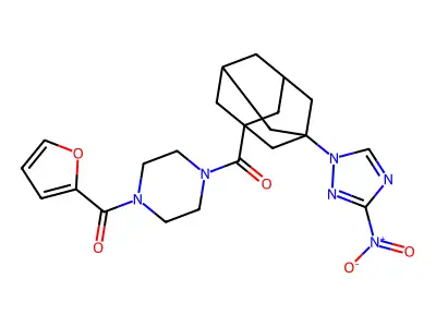 furan-2-yl-[4-[3-(3-nitro-1,2,4-triazol-1-yl)adamantane-1-carbonyl]piperazin-1-yl]methanone structure