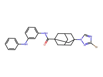N-(3-anilinophenyl)-3-(3-bromo-1,2,4-triazol-1-yl)adamantane-1-carboxamide structure