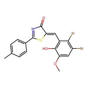 5-(2,3-dibromo-6-hydroxy-5-methoxybenzylidene)-2-(4-methylphenyl)-1,3-thiazol-4(5H)-one structure