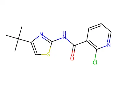 N-(4-tert-butyl-1,3-thiazol-2-yl)-2-chloropyridine-3-carboxamide structure