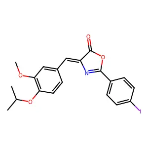 (4E)-2-(4-iodophenyl)-4-[(3-methoxy-4-propan-2-yloxyphenyl)methylidene]-1,3-oxazol-5-one structure
