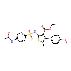 ethyl 2-({[4-(acetylamino)phenyl]sulfonyl}amino)-4-(4-methoxyphenyl)-5-methylthiophene-3-carboxylate structure