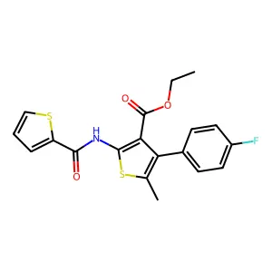 ethyl 4-(4-fluorophenyl)-5-methyl-2-(thiophene-2-carbonylamino)thiophene-3-carboxylate structure