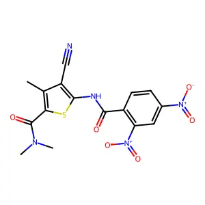 4-cyano-5-[(2,4-dinitrobenzoyl)amino]-N,N,3-trimethylthiophene-2-carboxamide structure