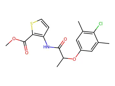Methyl 3-[2-(4-chloro-3,5-dimethylphenoxy)propanoylamino]thiophene-2-carboxylate structure