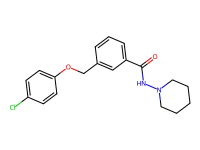 3-[(4-chlorophenoxy)methyl]-N-piperidin-1-ylbenzamide structure