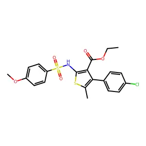 ethyl 4-(4-chlorophenyl)-2-{[(4-methoxyphenyl)sulfonyl]amino}-5-methylthiophene-3-carboxylate structure