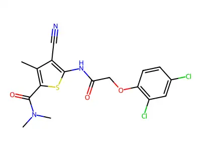 4-cyano-5-[[2-(2,4-dichlorophenoxy)acetyl]amino]-N,N,3-trimethylthiophene-2-carboxamide structure