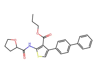 propyl 4-(biphenyl-4-yl)-2-[(tetrahydrofuran-2-ylcarbonyl)amino]thiophene-3-carboxylate structure