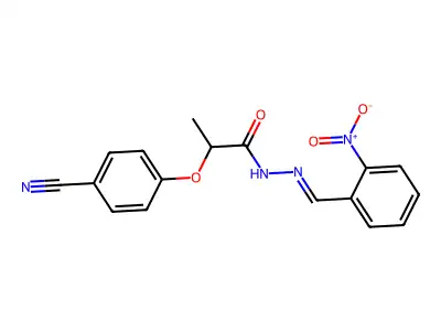 2-(4-cyanophenoxy)-N-[(2-nitrophenyl)methylideneamino]propanamide structure