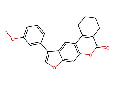 10-(3-methoxyphenyl)-1,2,3,4-tetrahydro-5H-benzo[c]furo[3,2-g]chromen-5-one structure