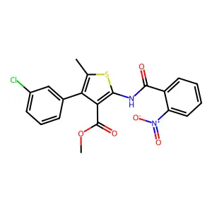 methyl 4-(3-chlorophenyl)-2-({2-nitrobenzoyl}amino)-5-methylthiophene-3-carboxylate structure