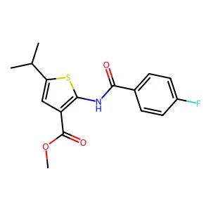 Methyl 2-[(4-fluorobenzoyl)amino]-5-propan-2-ylthiophene-3-carboxylate structure