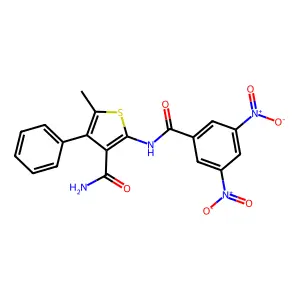 2-[(3,5-Dinitrobenzoyl)amino]-5-methyl-4-phenylthiophene-3-carboxamide structure