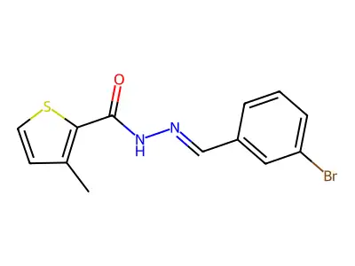 N-[(3-bromophenyl)methylideneamino]-3-methylthiophene-2-carboxamide structure