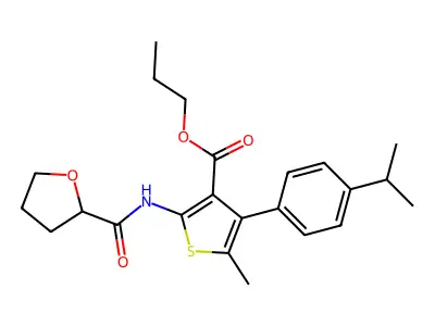 propyl 5-methyl-2-(oxolane-2-carbonylamino)-4-(4-propan-2-ylphenyl)thiophene-3-carboxylate structure