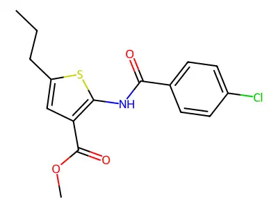 Methyl 2-[(4-chlorobenzoyl)amino]-5-propylthiophene-3-carboxylate structure