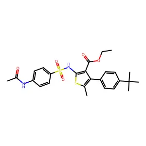 ethyl 2-({[4-(acetylamino)phenyl]sulfonyl}amino)-4-(4-tert-butylphenyl)-5-methylthiophene-3-carboxylate structure