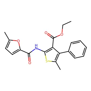 Ethyl 5-methyl-2-[(5-methyl-2-furoyl)amino]-4-phenylthiophene-3-carboxylate structure