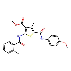 methyl 5-[(4-methoxyphenyl)carbamoyl]-4-methyl-2-[(2-methylbenzoyl)amino]thiophene-3-carboxylate structure