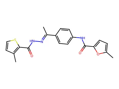 3-Methyl-2-thiophenecarboxylic acid 2-[1-[4-[[(5-methyl-2-furanyl)carbonyl]amino]phenyl]ethylidene]hydrazide structure