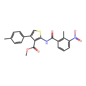 methyl 2-({3-nitro-2-methylbenzoyl}amino)-4-(4-methylphenyl)thiophene-3-carboxylate structure