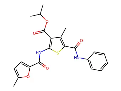 propan-2-yl 4-methyl-2-[(5-methylfuran-2-carbonyl)amino]-5-(phenylcarbamoyl)thiophene-3-carboxylate structure