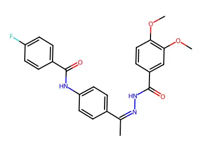 N-[(Z)-1-[4-[(4-fluorobenzoyl)amino]phenyl]ethylideneamino]-3,4-dimethoxybenzamide structure