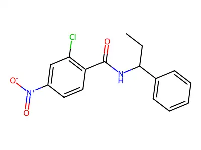 2-chloro-4-nitro-N-(1-phenylpropyl)benzamide structure
