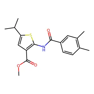 Methyl 2-[(3,4-dimethylbenzoyl)amino]-5-isopropylthiophene-3-carboxylate structure