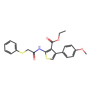 ethyl 4-(4-methoxyphenyl)-2-{[(phenylsulfanyl)acetyl]amino}thiophene-3-carboxylate structure