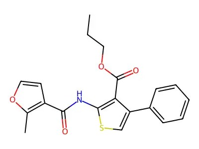 Propyl 2-[(2-methylfuran-3-carbonyl)amino]-4-phenylthiophene-3-carboxylate structure