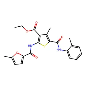 ethyl 4-methyl-2-[(5-methylfuran-2-carbonyl)amino]-5-[(2-methylphenyl)carbamoyl]thiophene-3-carboxylate structure