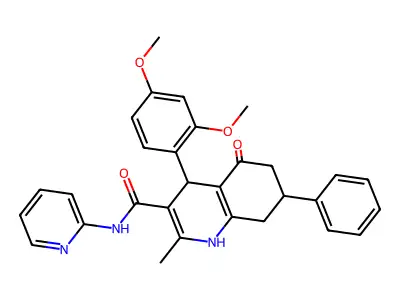 4-(2,4-dimethoxyphenyl)-2-methyl-5-oxo-7-phenyl-N-pyridin-2-yl-4,6,7,8-tetrahydro-1H-quinoline-3-carboxamide structure