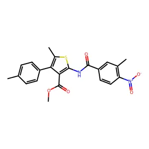 methyl 2-({4-nitro-3-methylbenzoyl}amino)-5-methyl-4-(4-methylphenyl)thiophene-3-carboxylate structure