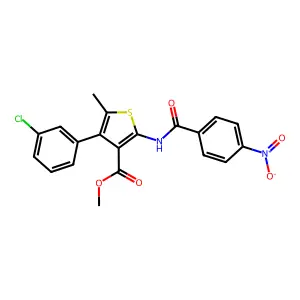 methyl 4-(3-chlorophenyl)-2-({4-nitrobenzoyl}amino)-5-methylthiophene-3-carboxylate structure