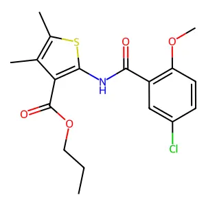 Propyl 2-[(5-chloro-2-methoxybenzoyl)amino]-4,5-dimethylthiophene-3-carboxylate structure