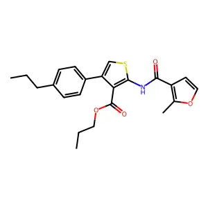 Propyl 2-[(2-methyl-3-furoyl)amino]-4-(4-propylphenyl)-3-thiophenecarboxylate structure